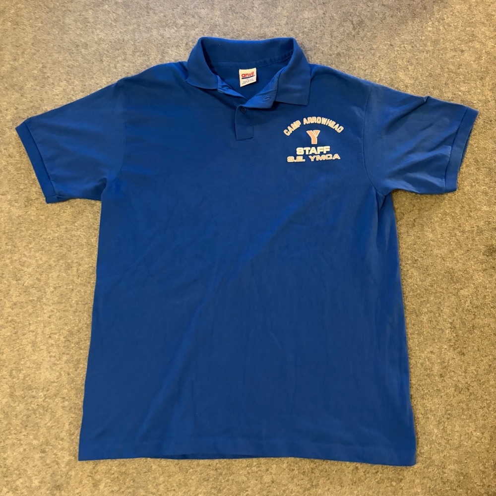 Vintage 90s Anvil YMCA Camp Staff Polo‎ Shirt Adult Large